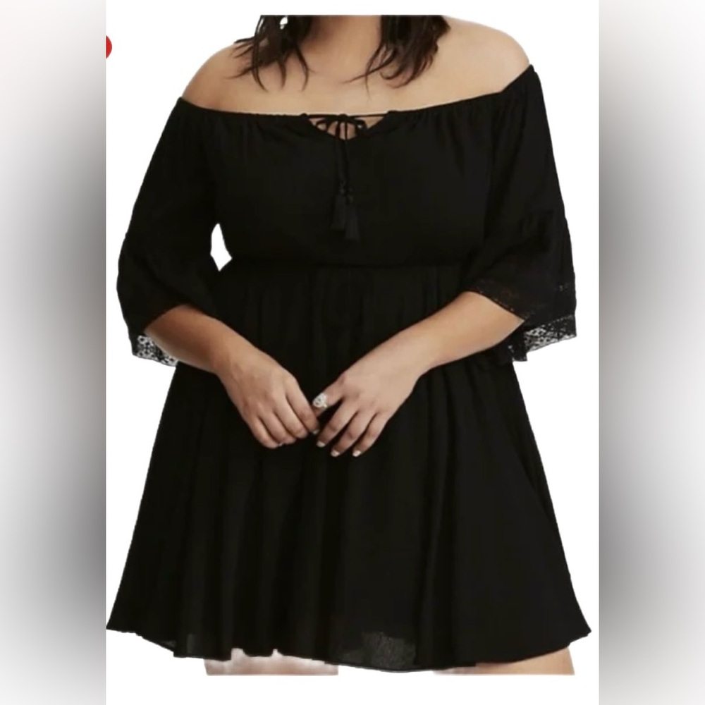 Torrid Black Short Sleeve Dress with Lace Details